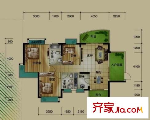 雅涛花园 3室 户型图