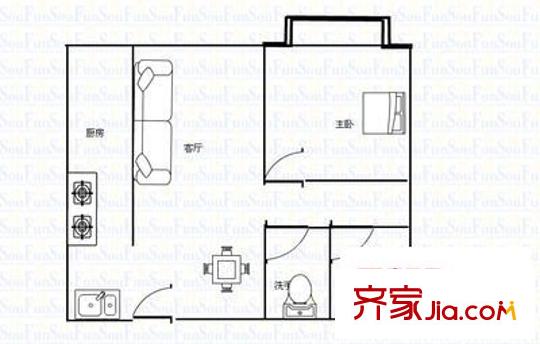 海印长城二期 2室 户型图