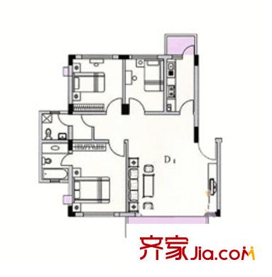 海印长城二期 3室 户型图