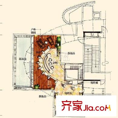皇庭港湾户型图顶层复式一设计图屋顶 1室1厅1卫1厨
