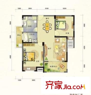 桑达苑 2室 户型图