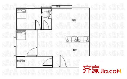 学府花园 3室 户型图