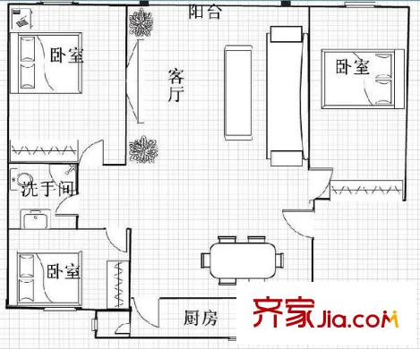 华联城市山林二期 3室 户型图