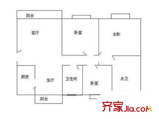 华联城市山林二期 3室 户型图