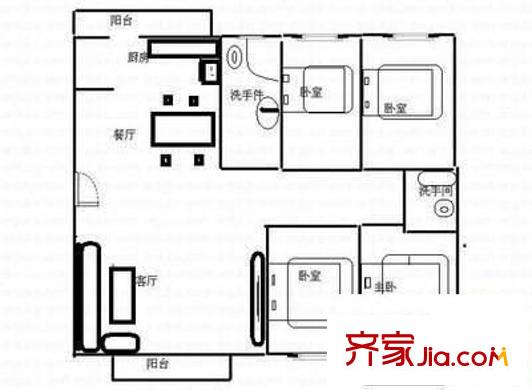 西海湾花园 4室 户型图