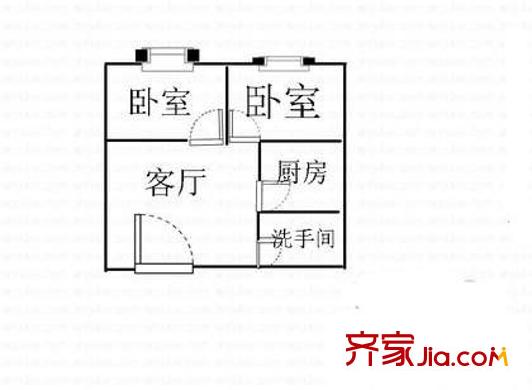 丽湾商务公寓户型图丽湾国际公寓 户型图1 2室1厅1卫1厨