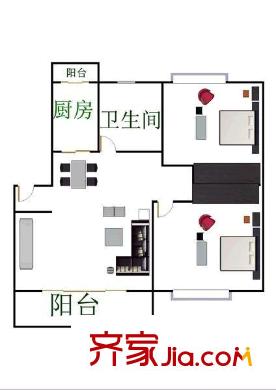 世外桃源 2室 户型图