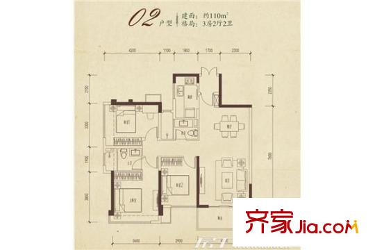 万科清林径二期 3室 户型图