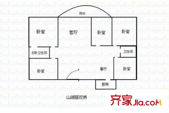 翡翠园山湖居 5室 户型图