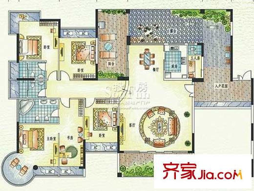 集信名城户型图12、18栋奇数层A 4室2厅3卫