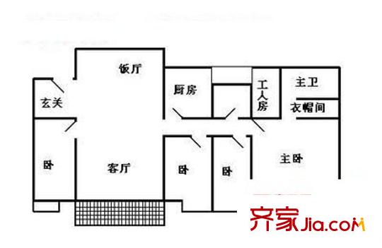 黄埔雅苑二期户型图 户型图3 5室2厅2卫1厨