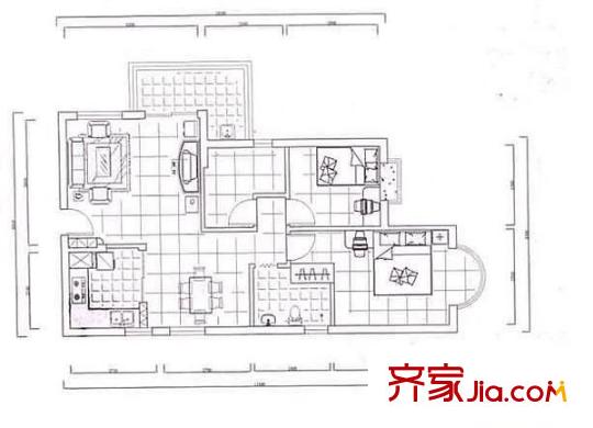 桃源村二期 2室 户型图