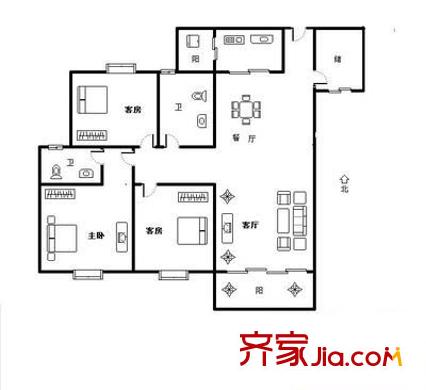 桃源村二期 3室 户型图