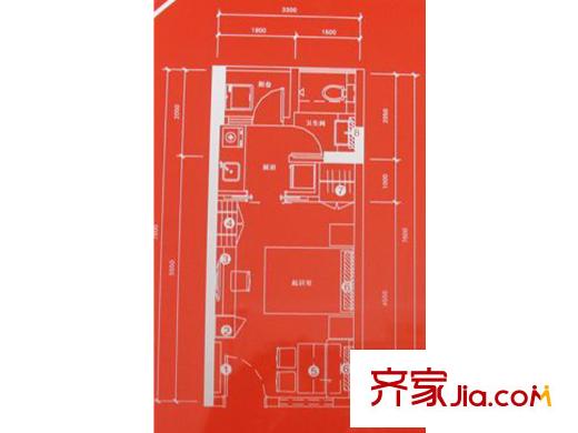 栖游记户型图30平单房 1室1卫1厨
