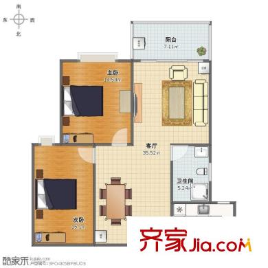 现代城梦想家园 2室 户型图