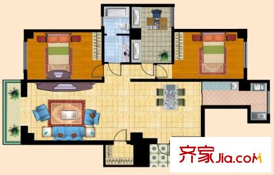 廣埠屯社區(qū)戶型圖2室2廳 戶型圖 2室2廳