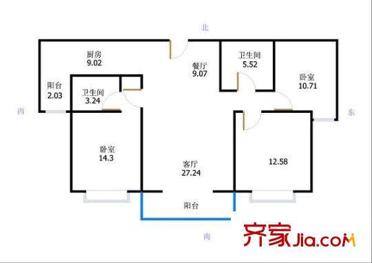 铭筑 3室 户型图