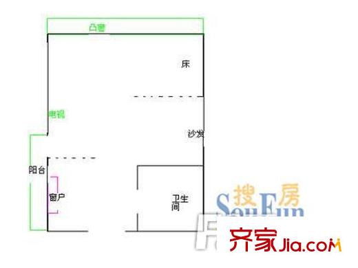 新一代公寓 1室 户型图