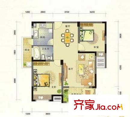 豪方卉园 2室 户型图