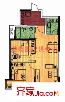 清江山水二期 戶型圖 2居2