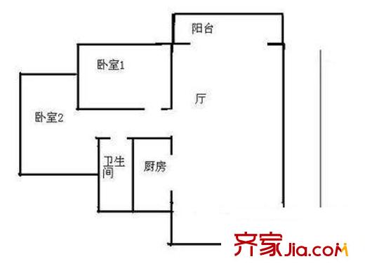 马家龙小区 2室 户型图