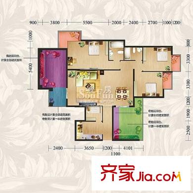 方鼎华庭户型图C3户型2栋01房 3室2厅2卫