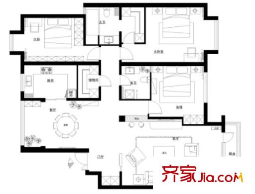 都市桃源戶型圖3室2廳 戶型圖 3室2廳