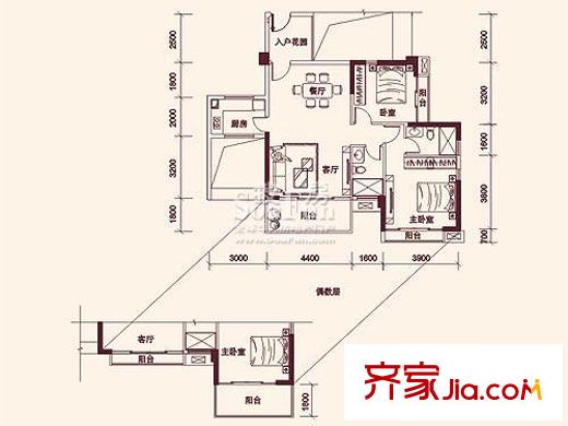 南光城市花园户型图南光户型F户型二房二厅112平 2室2厅