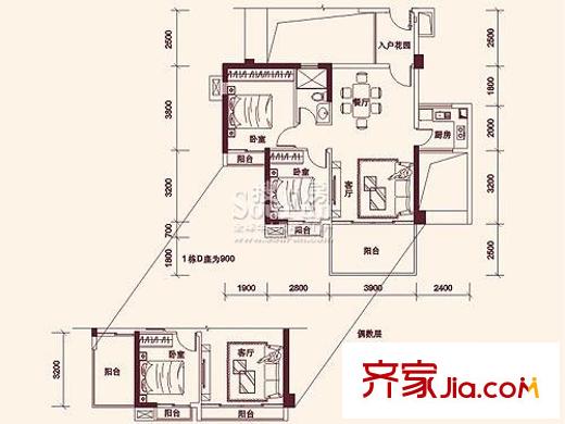 南光城市花园户型图南光户型C户型二房二厅87平 2室2厅