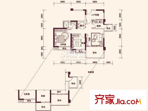 南光城市花园户型图南光户型D1户型二房二厅83平 2室2厅