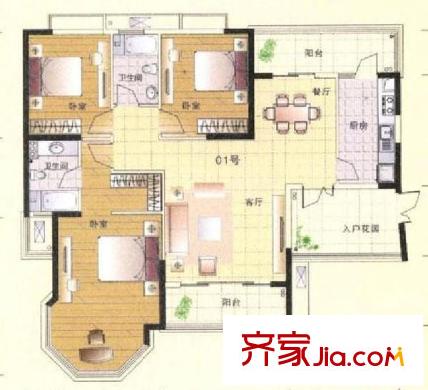 欧意轩花园 3室 户型图