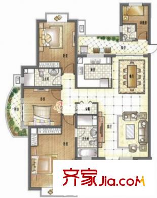 麗水佳園二期戶型圖4室2廳 戶型圖 4室2廳3衛(wèi)1廚