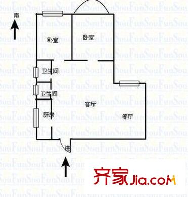 湘龙鑫城(还建房)户型图湘龙鑫城 2室 户型图