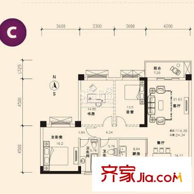 同馨花園二期戶型圖3室2廳 戶型圖 3室2廳2衛(wèi)