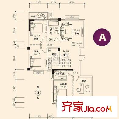 同馨花園二期戶型圖4室2廳 戶型圖 4室2廳2衛(wèi)