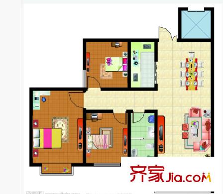 江騰苑（還建房）戶型圖3室2廳 戶型圖 3室2廳