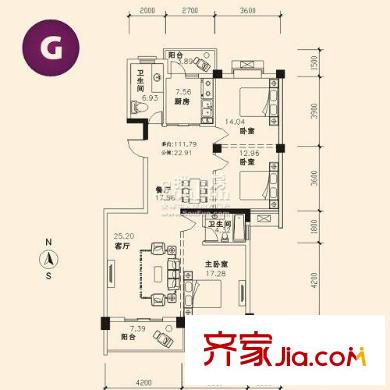 同馨花園二期戶型圖3室2廳 戶型圖 3室2廳2衛(wèi)