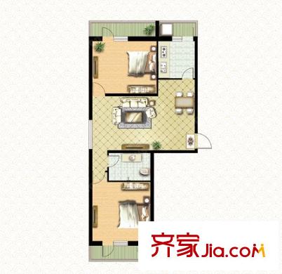 園丁苑戶型圖2室2廳 戶型圖 2室2廳1衛(wèi)1廚