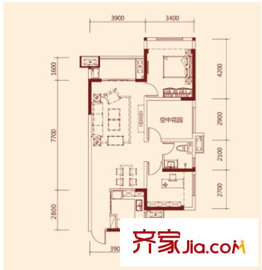天澤一方戶型圖2室2廳 2室2廳