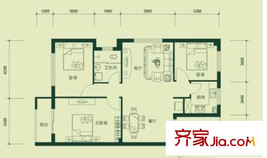 天澤一方戶型圖3室2廳 3室2廳