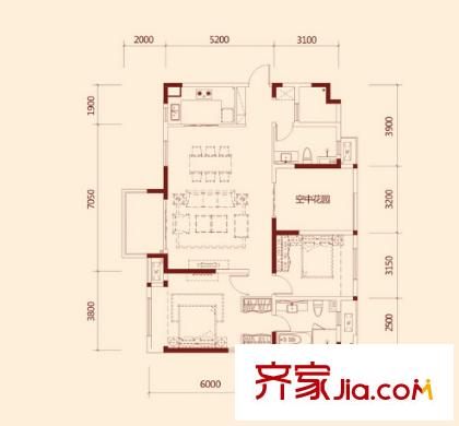 天澤一方戶型圖2室2廳 2室2廳