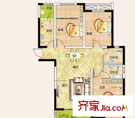 99號公寓戶型圖3室2廳 3室2廳