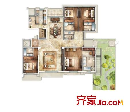 時(shí)尚歐洲戶型圖4室2廳 4室2廳
