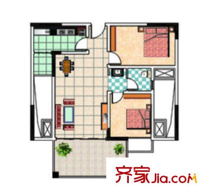 金橋港灣花園戶型圖2室2廳 戶型圖 2室2廳