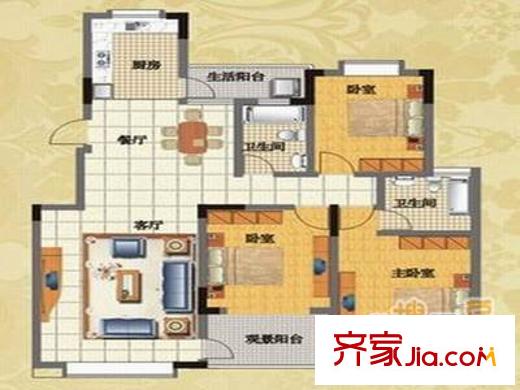 阳光棕榈园三期 3室 户型图