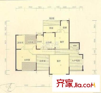 龙城国际户型图四室二厅二卫一厨 4室2厅2卫1厨