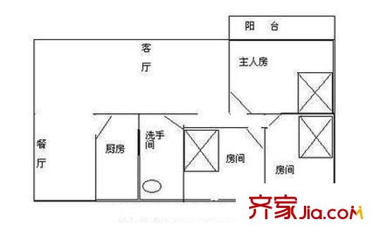 龙辉花园户型图户型图3 3室2厅1卫1厨
