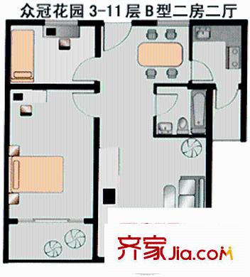 深圳 众冠花园 户型图3