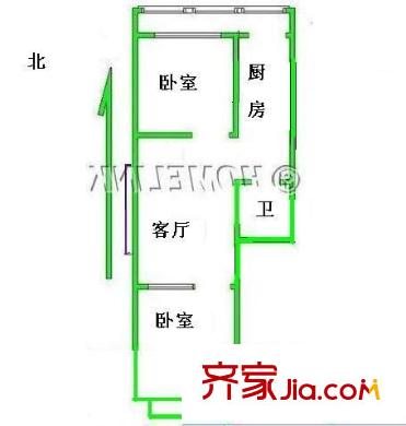 大東關(guān)鐵路宿舍 2室 戶型圖