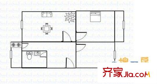 大東關(guān)鐵路宿舍 2室 戶型圖